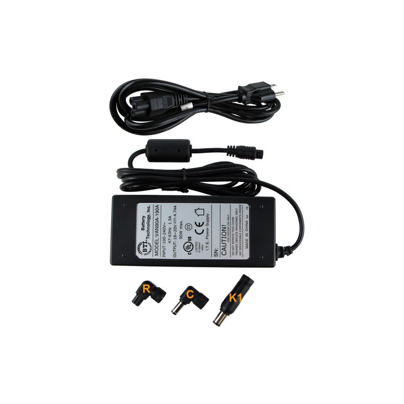 BTI 90W AC Adapter - For Notebook - 90W - 4.7A - 19V DC, 1 of 2