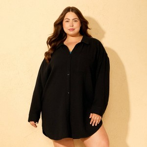 Women's Gauze Swim Cover Up Shirtdress - Shade & Shore™ - 1 of 3