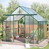 VYNXARIA 8*8FT Double Door Polycarbonate Greenhouse Raised Base and Anchor Aluminum Heavy Duty Walk-in Greenhouses in All Season,Green - 2 of 4