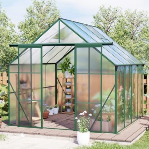 KTMBDW 8x 6/8/10 FT Double Door Greenhouse for Outdoors, Polycarbonate Greenhouse with Roof Vent,Aluminum Large Walk-in Greenhouse for Outside Garden - 1 of 4