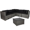 Northlight Taupe Outdoor Wicker Lounge Sectional Set with Coffee Table and Glass Top - 3 of 4