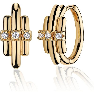Cubic Zirconia Huggie Earrings 14k Gold Plated Tiny Earrings Small Huggie Hoop Earrings Simple Lightweight Hoops Gift for Women