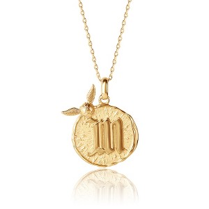 Harry Potter Wizarding World Golden Snitch Initial M Gold Plated Pendant Necklace, 18" - 1 of 4