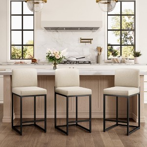 Captiva Designs 24 inch Height Bar Stool with Padded Seat and Back & Sturdy Steel Frame & Footrest - 1 of 4