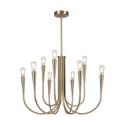 Bronte Brass 9-Light Candle Chandelier with Tapered Arms