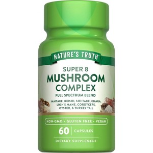 Nature's Truth Mushroom Complex Capsules | 60 Count | Full Spectrum Complex of Super 8 Mushrooms | Vegan, Non-GMO, & Gluten Free Supplement - 1 of 4