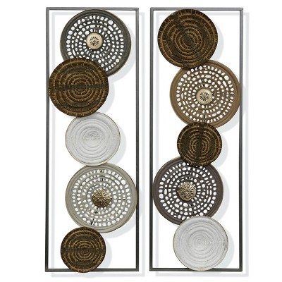 2pc Metal Wall Hanging Pierced Circles Bronze/Cream - StyleCraft