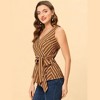 Allegra K Women's Sleeveless V Neck Tie Waist Asymmetric Hem Wrap Peplump Tops - 2 of 4