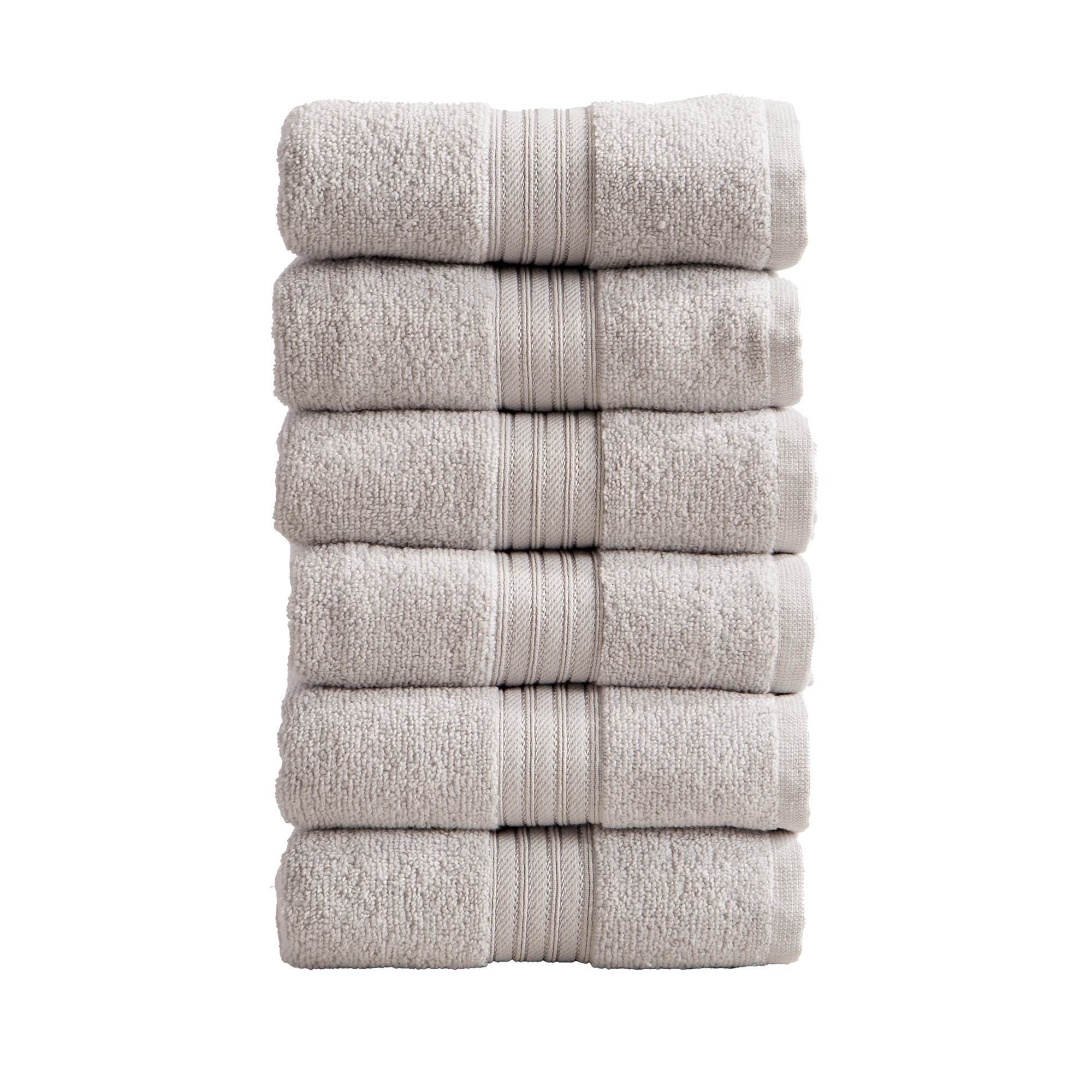 100% Cotton Quick-Dry Everday Towel Set - Great Bay Home (6 Pack Hand Towels, Light Grey)