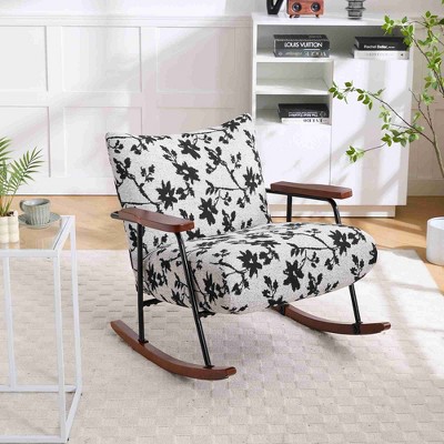 Xiyuyeu Linen Glider Rocking Chair With Mid-height Backrest,upholstered ...