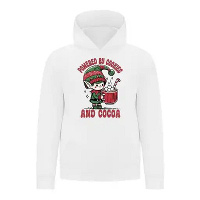 Everyday Kids Christmas Collection Powered by Cookies and Cocoa Pullover Hoodie – Holiday Sweatshirt - White