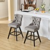 TIRAMISUBEST Modern Button Tufted Upholstered Bar Chairs Set of 3, Velvet Swivel Bar Stools with Footrest & Nailhead Trim, 4 Colors - 3 of 4