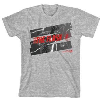 The Flash Movie Running in Lightning Youth Heather Gray Graphic Tee
