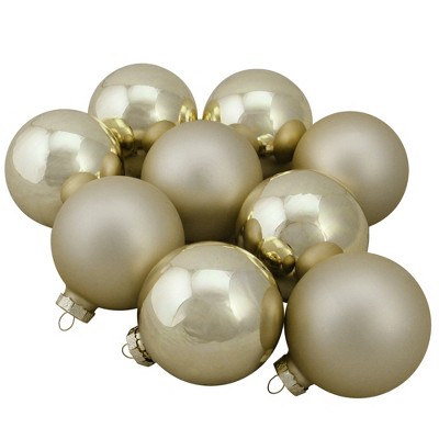 Northlight 2-Finish Glass Christmas Ball Ornaments - 2.5" (65mm) - Champagne Gold - 9ct