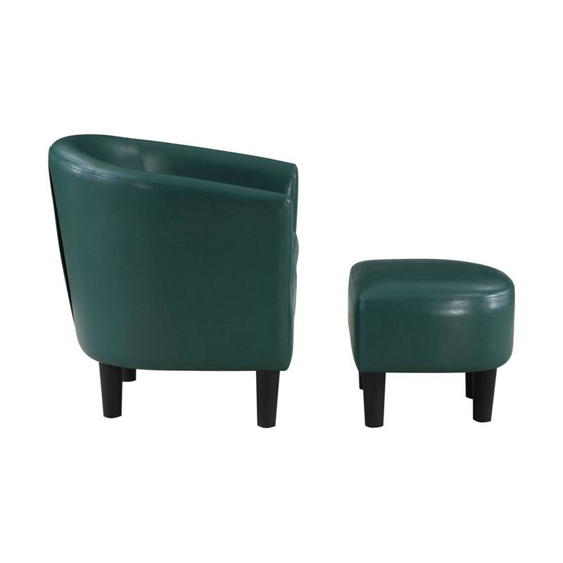 Breighton Home Take a Seat Churchill Accent Chair with Ottoman Forest Green Faux Leather, 5 of 10