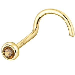 Jewelry Avalanche 22G 14K Gold Bezel-set Citrine Nose Screw Nose Stud - 1 of 3