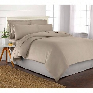 King Duvet Cover Set, 100 Organic Viscose, Soft Cooling, 2 Pillowcases, Sand - 1 of 1