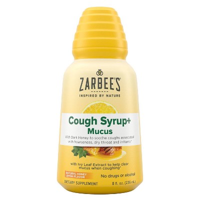 Zarbee's Naturals Adult Cough Syrup + Mucus with Honey & Ivy Leaf - Natural Honey Lemon Flavor - 8 fl oz