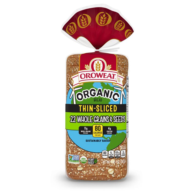 Oroweat Organic Thin Sliced 22 Grains &#38; Seeds - 20oz, 3 of 13
