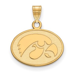 Black Bow Jewelry 14k Yellow Gold Plated Sterling Silver Iowa Hawkeyes NCAA Small Pendant - 1 of 3