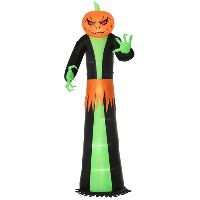 HOMCOM 106.25" Inflatable Halloween Pumpkin Head Ghost with Build-in LED, Outdoor Lighted Blow Up Inflatables for Party Indoor, Garden, Lawn