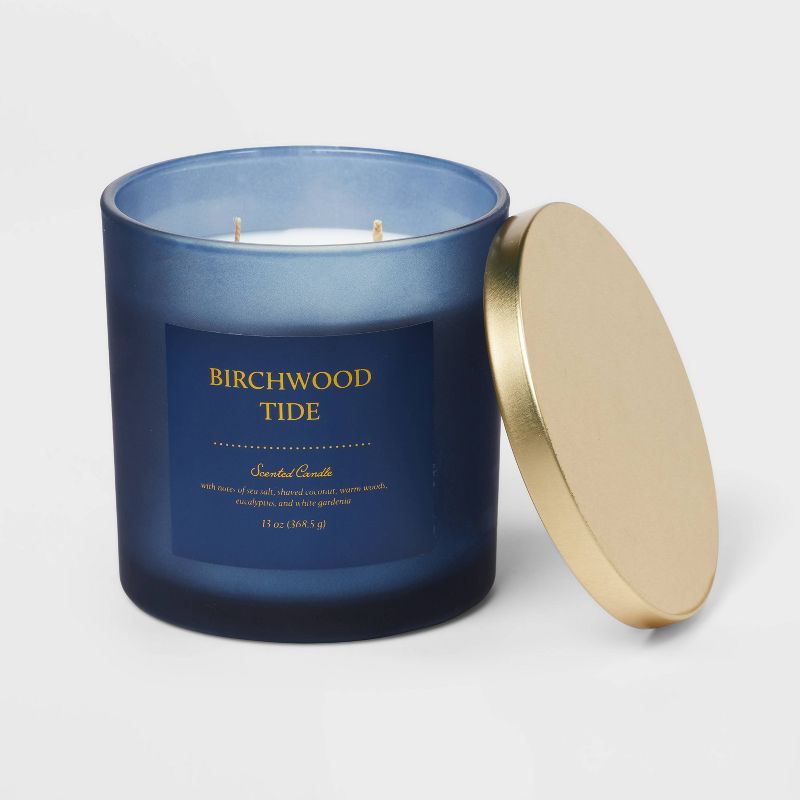 Colored Glass Candle Birchwood Tide Blue - Threshold™, 4 of 5
