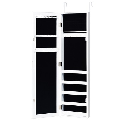 Tangkula Door Hanging Jewelry Cabinet Armoire Organizer White