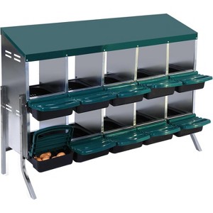 Roll Away Chicken Nesting Box, 8/10 Compartment Galvanized Steel Nest Box with Removable Tray - 1 of 4