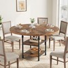 Round Dining Table For 4, 47 Inch Farmhouse Kitchen Table with Storage Shelves & Roman Metal Legs, Dinner Table Wood Kitchen Dinning Table - 4 of 4