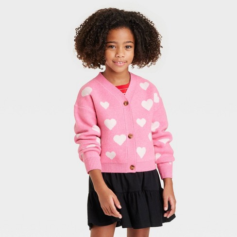 Kids' Cardigan Sweater - Cat u0026 Jack™ Pink/red L : Target