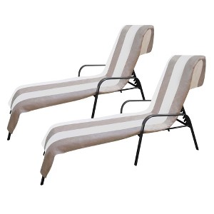 Cabana Striped Cotton Standard Size Towel/ Chaise Lounge Chair Cover Set by Blue Nile Mills - 1 of 4