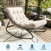 Oversized Rocking Chair Outdoor, e-Coated Papasan Rocking Chair with Cushion, Patio Egg Chair Outdoor for Living Room - 4 of 4