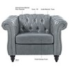 NicBex 84.65" Chesterfield Sofa with Rolled Arm, Modern PU Leather 3 Seater Sofa Couch, Upholstered Vintage Couch for Living Room - 3 of 4