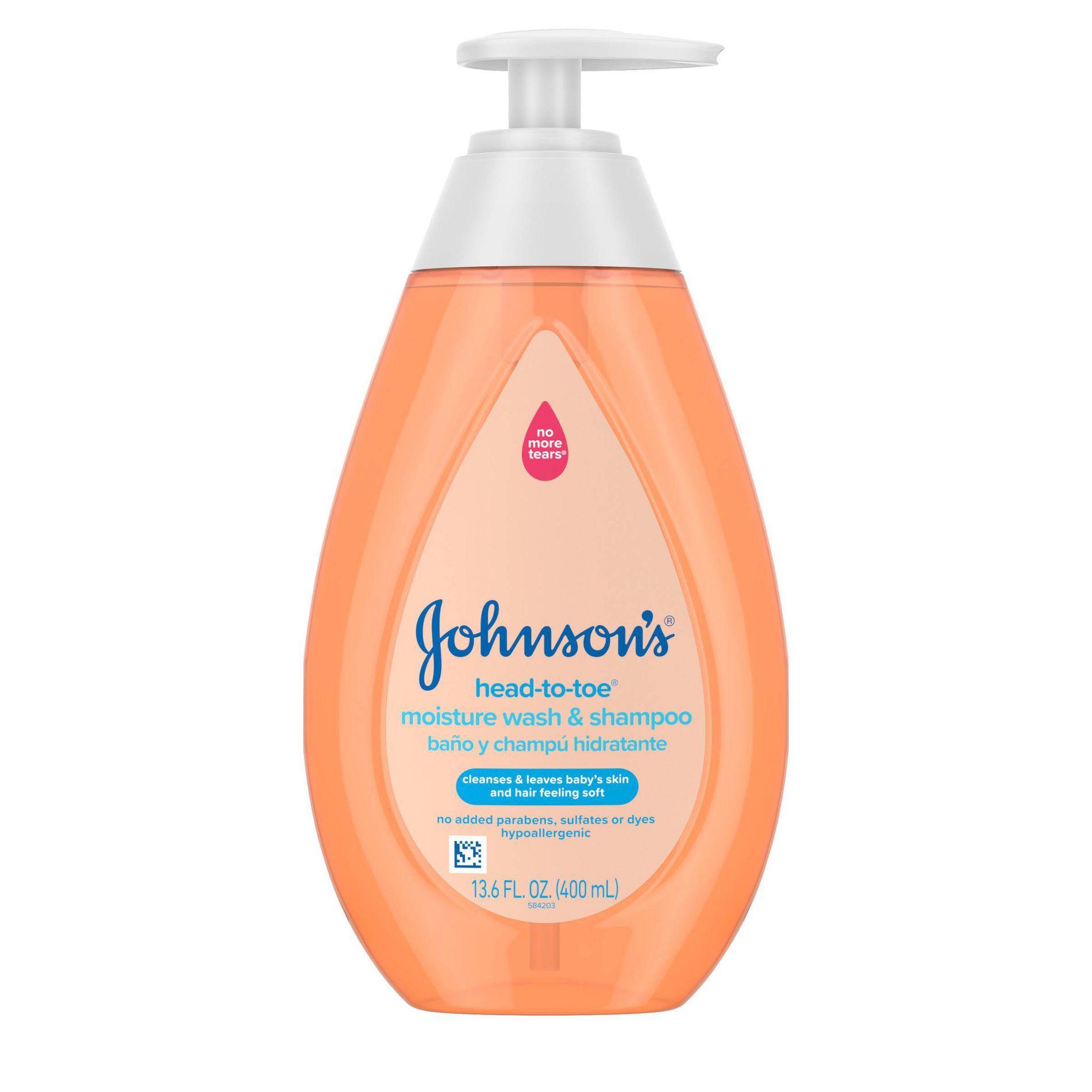 Johnson & Johnson Head-To-Toe Gentle Baby Moisture Wash & Shampoo - 13.6 fl oz: For Normal, Combination, Sensitive, Dry Skin, Hibiscus Scent