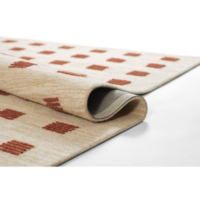 Rust and Beige Geometric Handmade Wool Tufted Rug