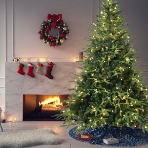 Whisen 4FT Prelit Artificial Christmas Tree with 150 Warm Lights, 856 Branch Tips, PE+PVC Hinged Pine, Foldable Metal Stand - 1 of 4