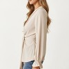 Anna-Kaci Women's Long Sleeve Wrap Front Blouse with Waist Tie and V-Neckline - 3 of 4
