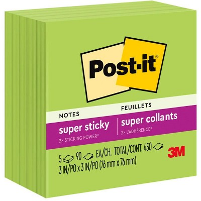 Post-it Super Sticky Notes 3" x 3" Marrakesh Collection 90 Sheets/Pad 5 Pads/Pack (654-5SSLE)
