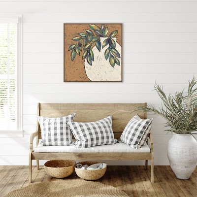 Primitive II Abstract Flower Canvas Print with Bronze Frame