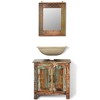 vidaXL Bathroom Vanity Cabinet with Mirror, Wooden Bathroom Furniture Set, Bathroom Sink Cabinet with Mirror, Reclaimed Solid Wood - 4 of 4