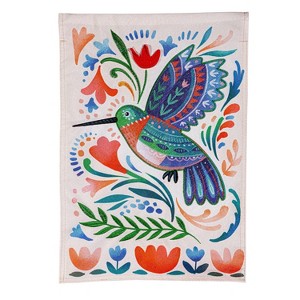 Patterned Hummingbird Linen Garden Flag - 1 of 3