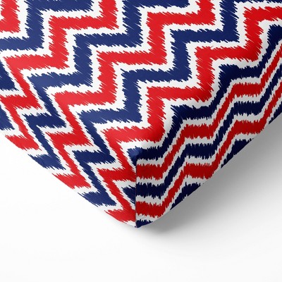 Bacati - Chevron Ikat Navy Red 100 percent Cotton Universal Baby US Standard Crib or Toddler Bed Fitted Sheet
