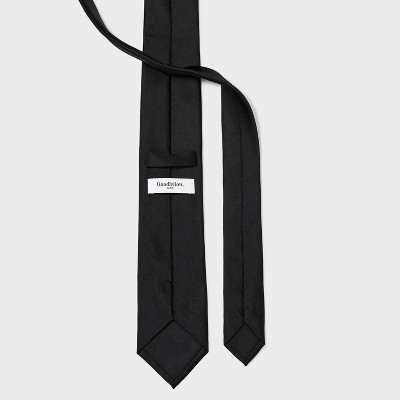 Men&#39;s Solid Satin Neck Tie - Goodfellow &#38; Co&#8482; Black One Size