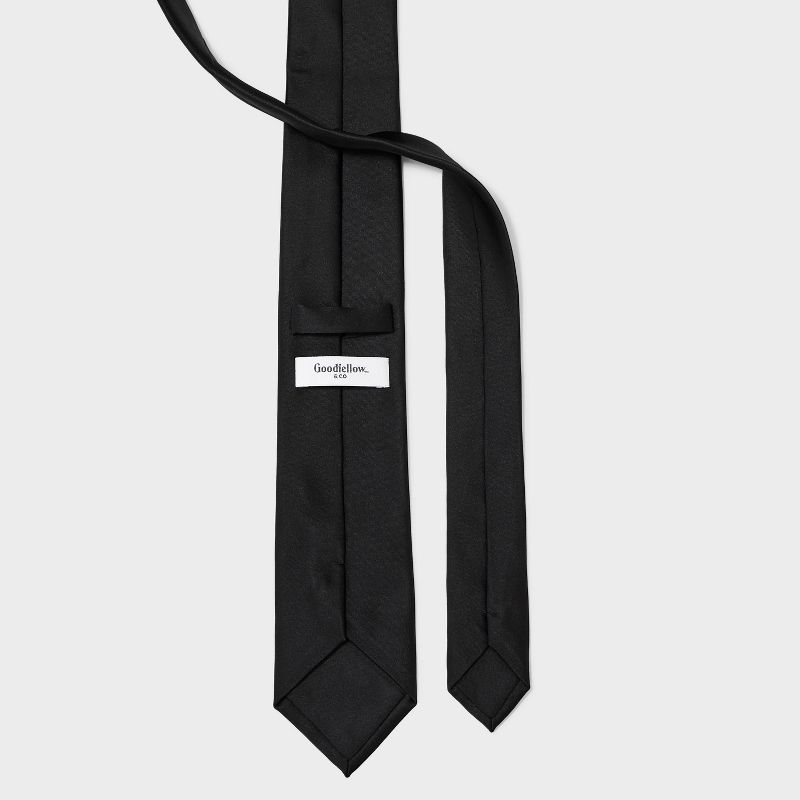 Men&#39;s Solid Satin Neck Tie - Goodfellow &#38; Co&#8482; Black One Size, 3 of 5