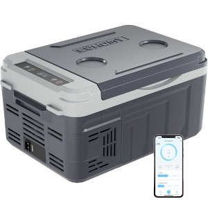 EUHOMY 12 Volt Refrigerator, 11 Quart (10L) Car Fridge with APP Control, Car Refrigerator -4℉~68℉, Portable Freezer for RV, Camping, Travel, Grey - 1 of 4