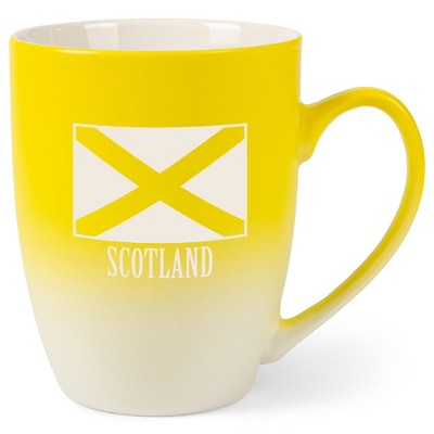 Elanze Designs Scotland Scottish Flag 12 Ounce Ceramic Laser-Etched Engraved Drinkware Mug, Yellow and White Ombre