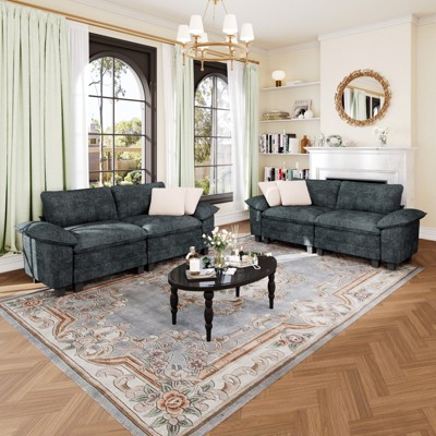 Captiva Designs Cloud Modular Loveseat Sofa Set, 2-Piece Sectional Couch with Deep Seats
