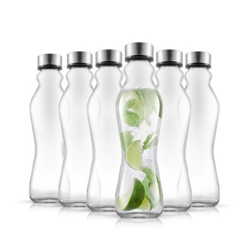 Joyjolt Spring Glass Water Bottles With Stainless Steel Cap - 18 Oz - Set  Of 6 : Target
