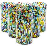 Okuna Outpost Set of 6 Hand Blown Drinking Glasses with Confetti Rocks, Margarita Glassware 14 oz