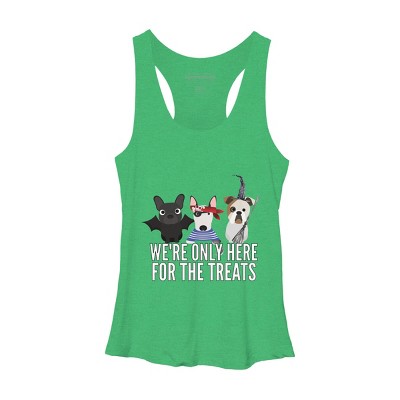 Women's Design By Humans Dog Halloween - We're Only Here For The Treats By PedigreePrints Racerback Tank Top